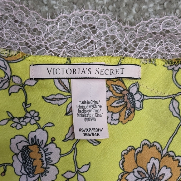 (2/$25) Victoria's Secret satin lace camisole top yellow florals - Picture 4 of 10